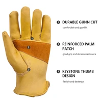 1 Pair Welding Glove Soft Sensitive Work Drivers Gloves Gardening Motorcycle Household Work Cowhide Leather Safety Working Glove 2