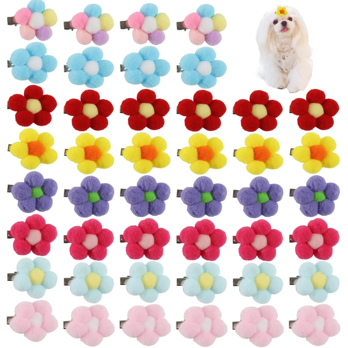 

50/100Pcs Dog Cat Hair Clips Cute Floral Clips Dog Hair Bows Flower Dogs Hairpins Pet Hair Accessories Grooming