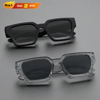 2PCS Plastic Fashion Rectangular Frame Women Sunglasses For Daily Life Men Eyewear Rave Party Daily Life  Accessories. 1