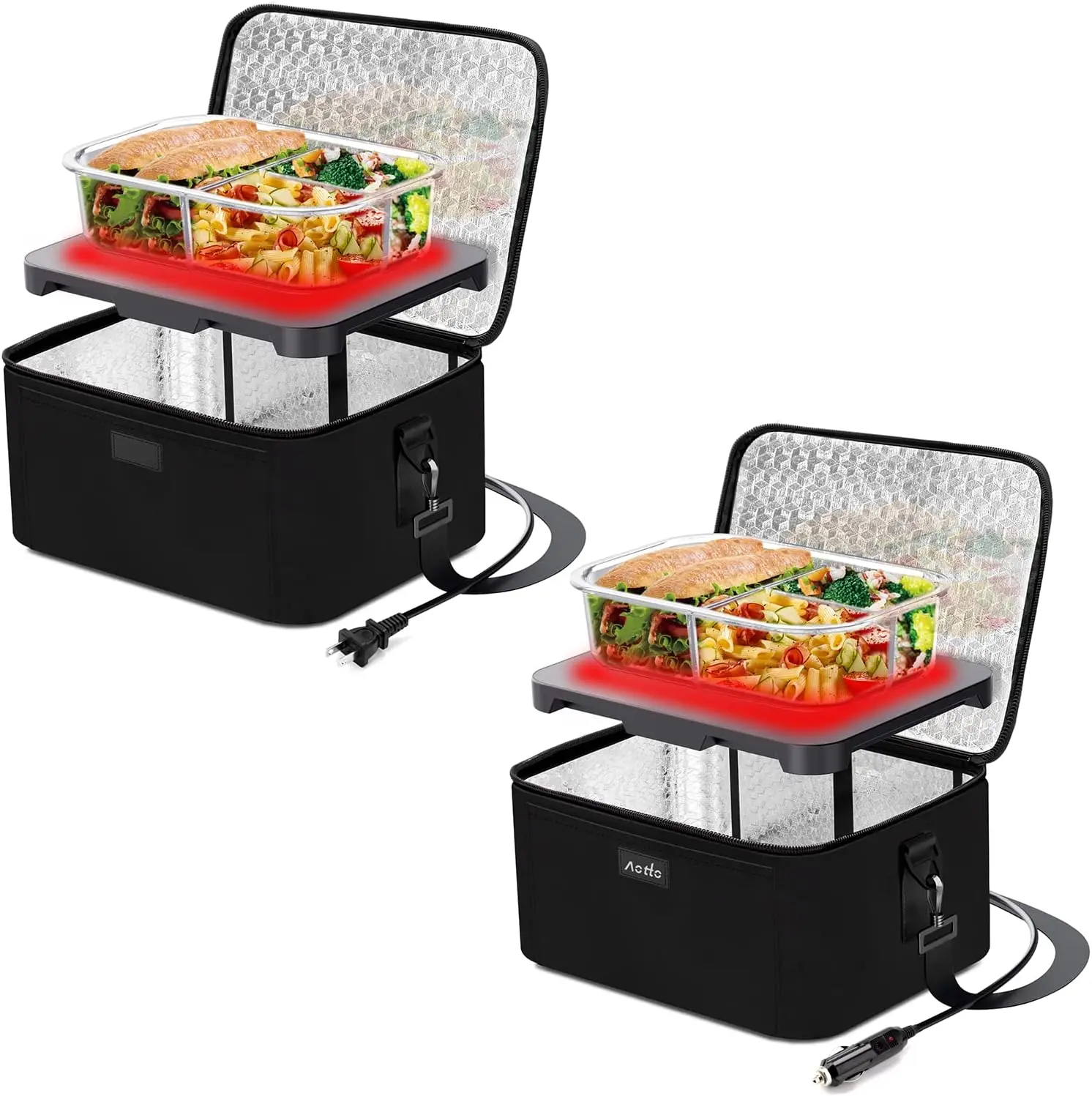 

Portable Food Warmer Personal Mini Portable Oven - 110V Electric Heated Lunch Box for Work and 12V 24V 2-in-1 Car Food Warmer Bu