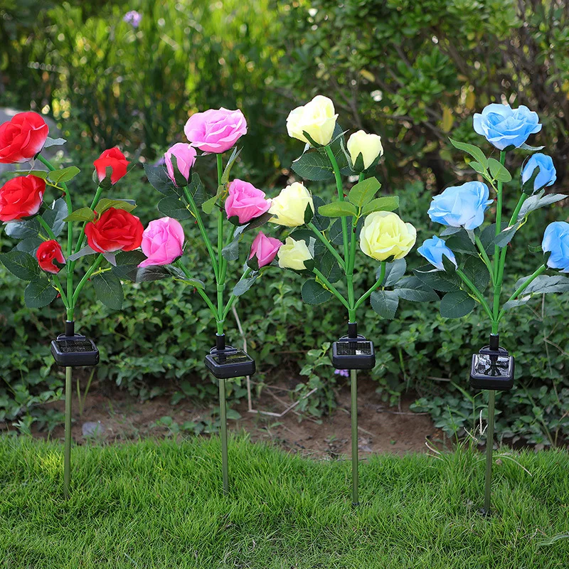 3-7 Heads Solar Lights Outdoor Decorative Solar Dandelion Garden Lights Rose Flower Lawn Lamp for Yard Patio Garden Decor solar lights garden light