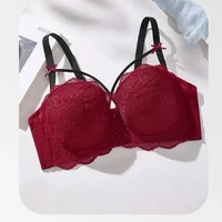 Soutien-gorge push-up demi-coupe pour femme, avec nœud froncé, grande taille, en dentelle, style bustier, pour poitrine généreuse, avec détails en dentelle discrète 5