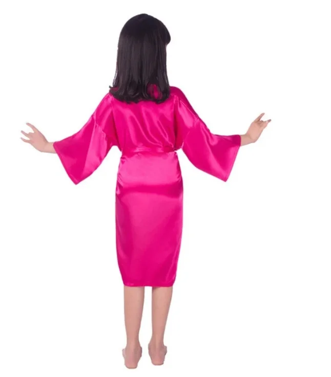 Girls Silky Satin Robes Children Pure Kimono Dressing Gown Bridal Lingerie Sleepwear for Wedding Spa Birthday Party - 3