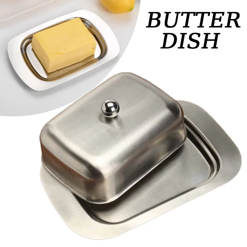 Butter Dish with Lid Stainless Steel BPA Free Storage Box for Butter Cake Bread Fruit Home Restaurant Hotel Kitchen Use butter storage box