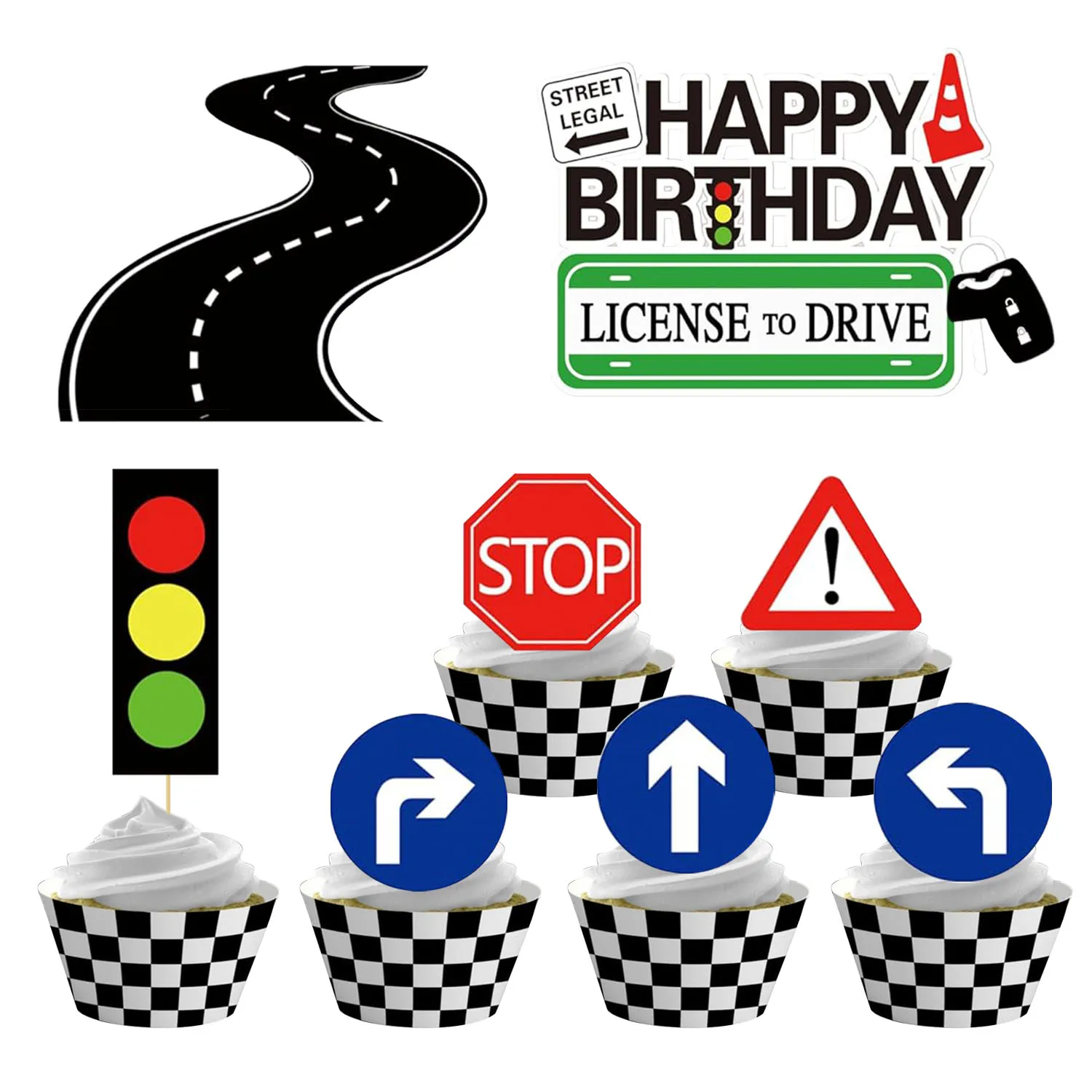 PLIGREAT Topper per torta di buon compleanno, decorazione opaca per torte, per compleanni, matrimoni, anniversari, feste del Ringraziamento, Natale, cena