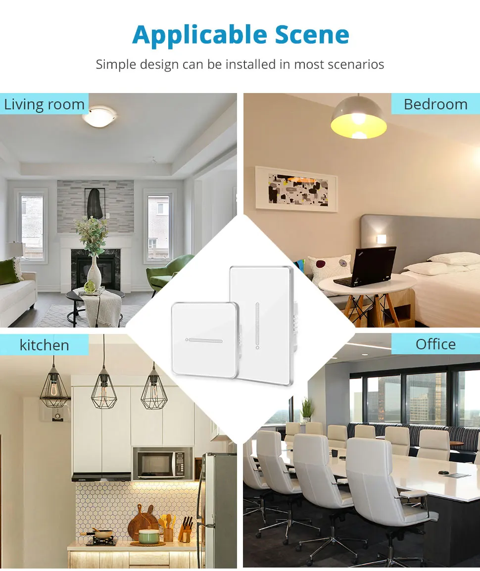 EU US Dimmer Switch Zigbee 1 Gang Light Switch with Slider for Percentage Contro
