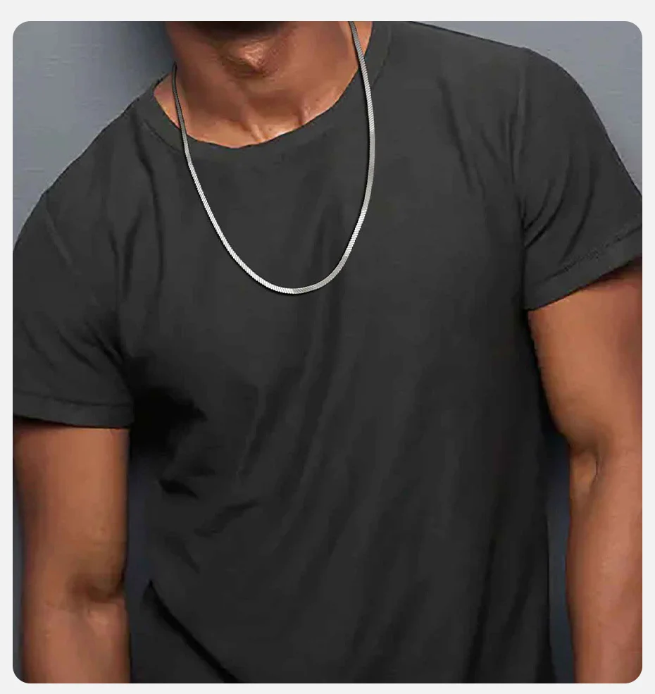 3 mm flache Schlangenkette für Männer und Jungen, dünner Klingenkragen aus Edelstahl, Hip-Hop-Freizeitschmuck, Geschenk – Detail 2