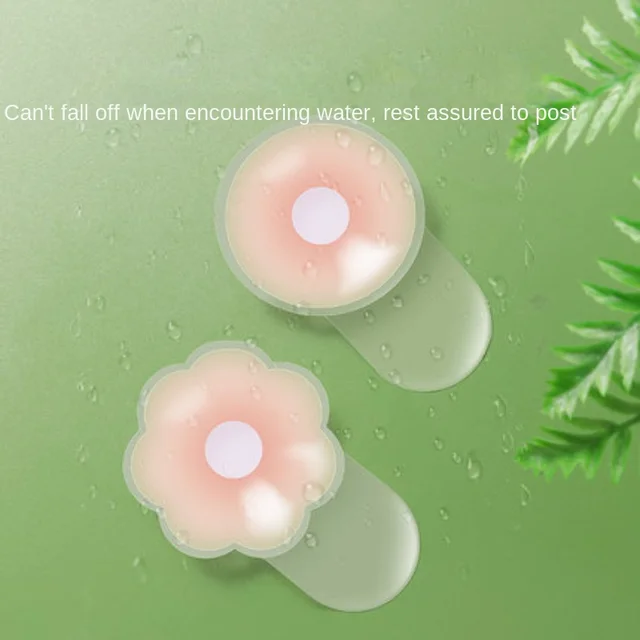 A pair of Waterproof Nipple Cover Lift Adhesive Invisible Bra Breast Pasty Women Boob Petals Reusable Bras - Silicone Boob Up Bra Sticker for a Perfect Fit