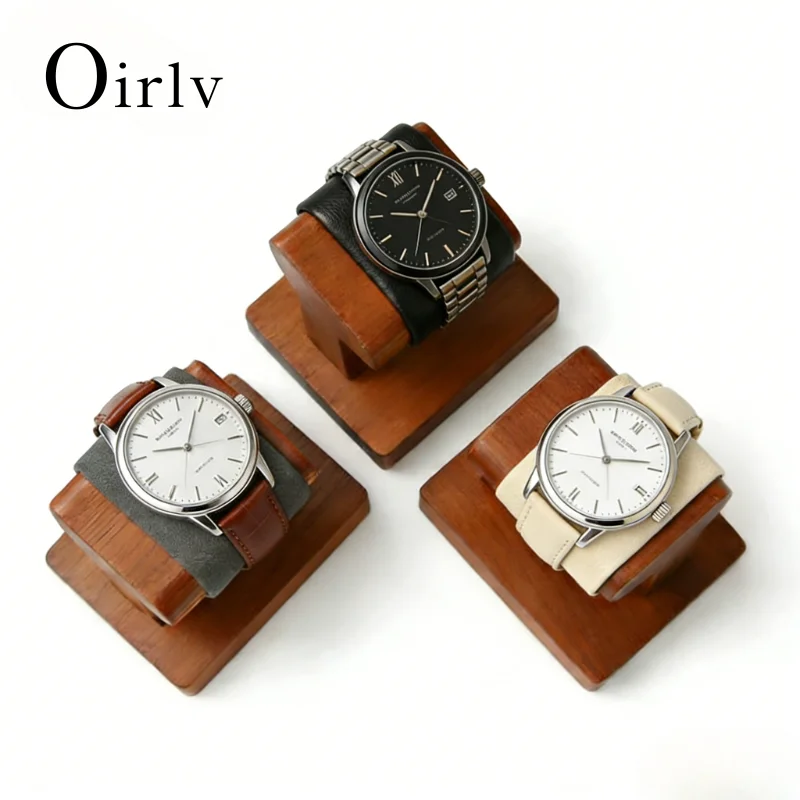 Oirlv Supporto per orologi in legno massiccio, semplice da uomo, in