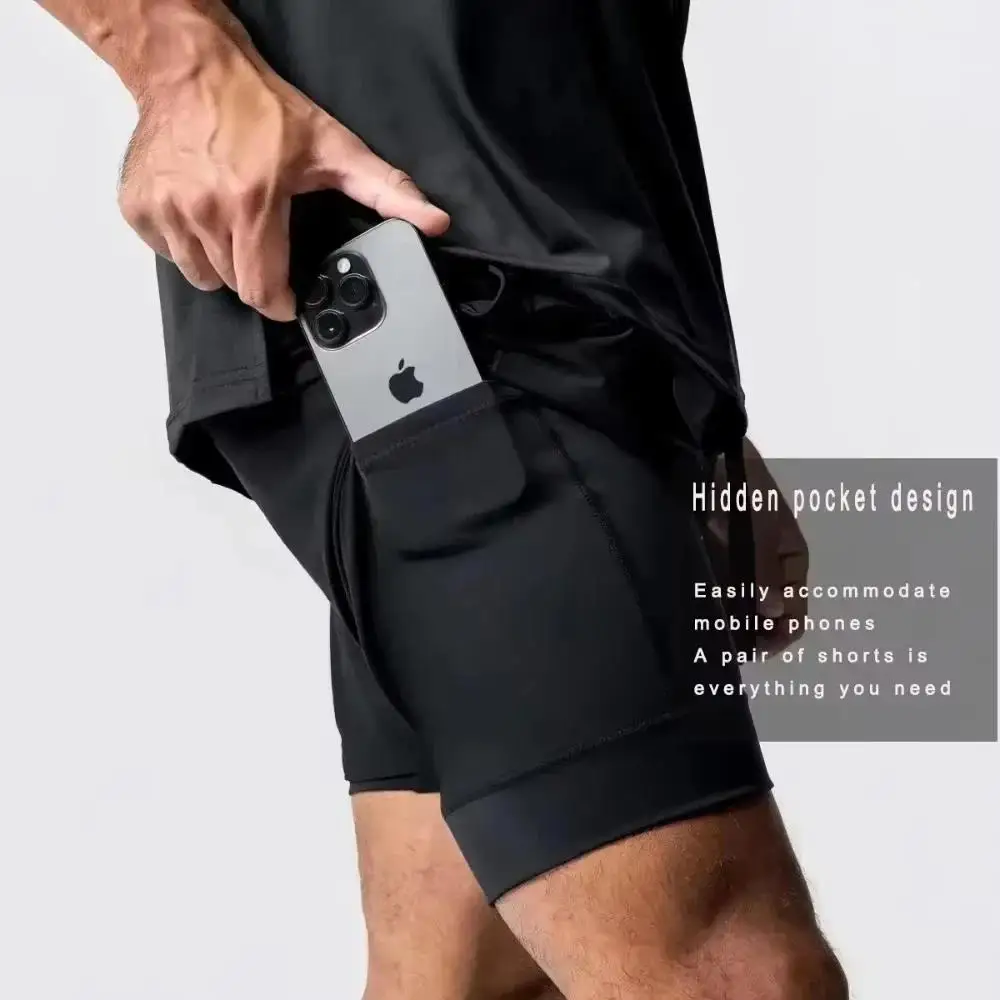 Jujutsu Kaisen Men's Double Layer 2-in-1 Shorts Gojo Satoru Toji Zenin Japanese Anime Summer Fake Two Piece Sports Shorts 2