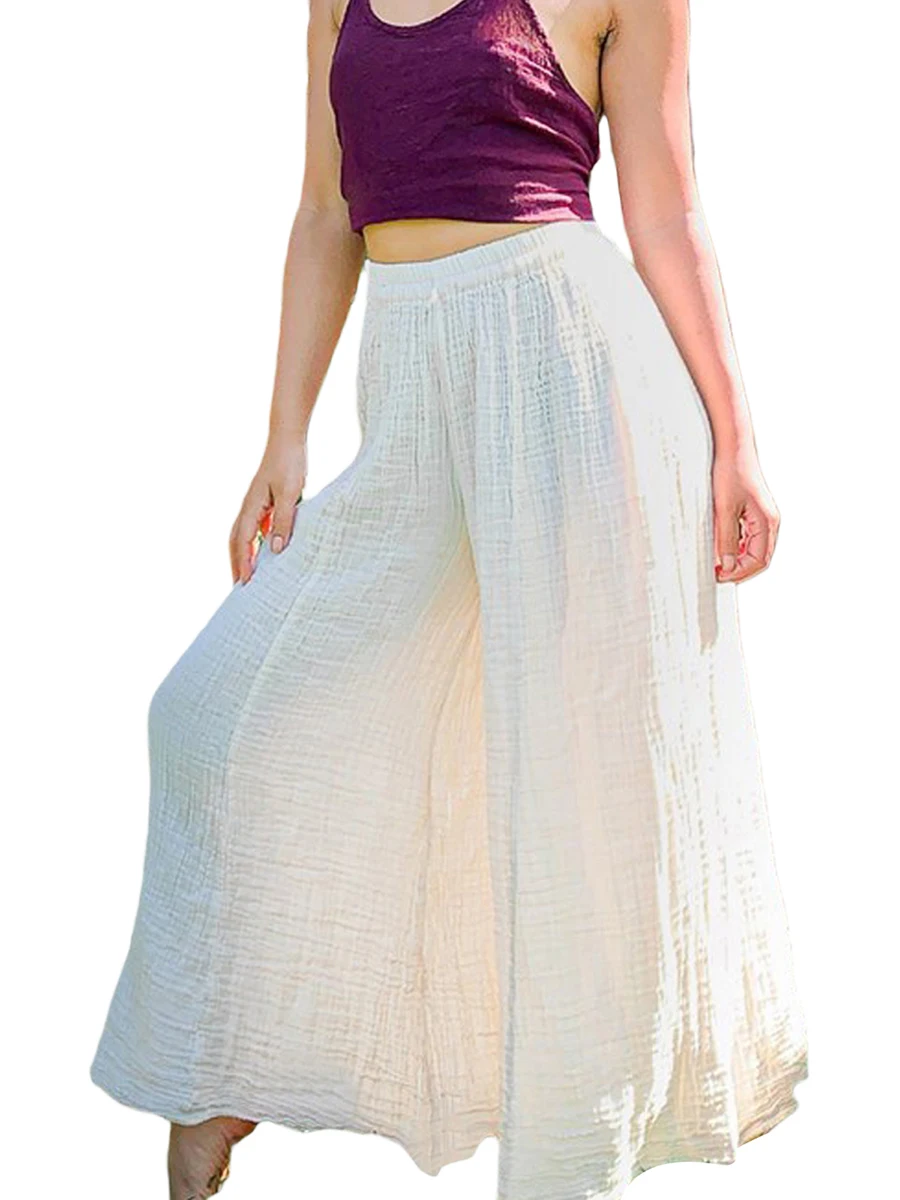 

YILEEGOO Women s Loose Yoga Pants Solid Color Drawstring Elastic Waist Wide Leg Trousers Casual Fitness Pants