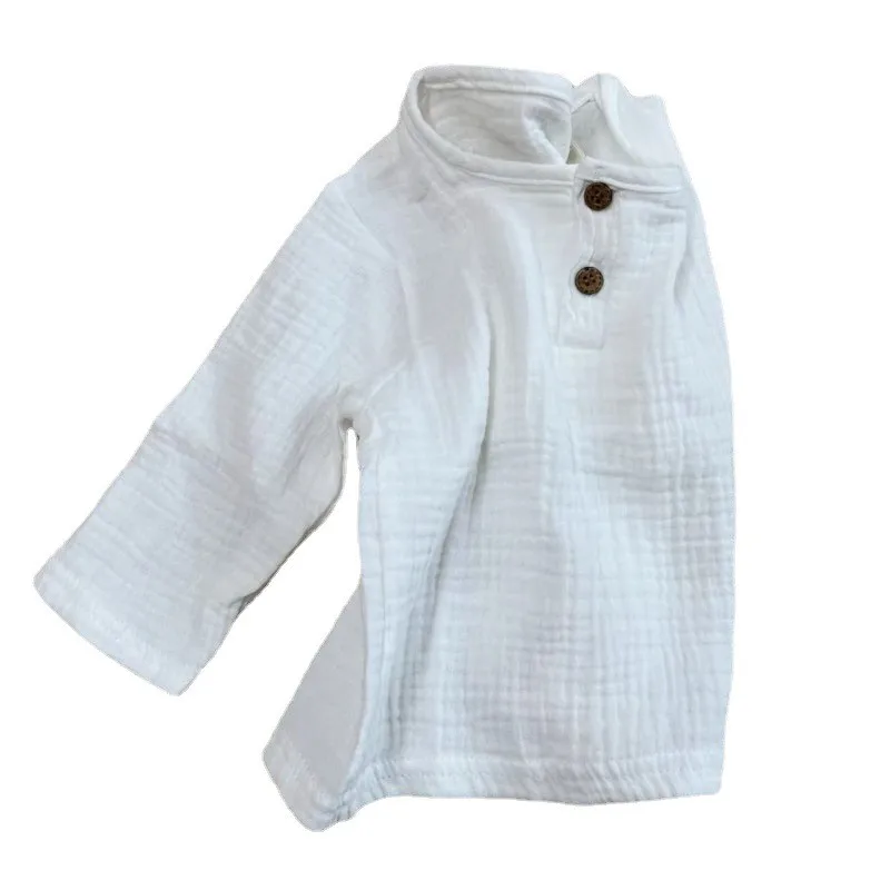 9m-6y Baby Boys Clothes Summer Thin Casual Shirts Children's Wear Tops Long Sleeved Solid Color Leisure O-neck Pullover Blouse