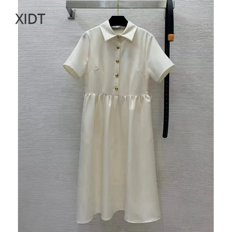 

Новинка весна-лето женское приталенное платье с вышивкой и откидным воротником➕Оснащен поясом