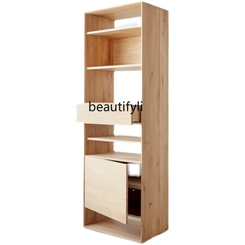 

Nordic Solid Wood Floor Bookshelf Living Room Storage Rack Bedside Storage Cabinet Log Study Bookshelf