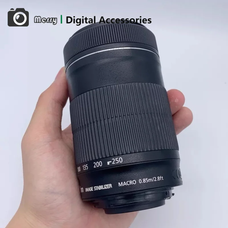 95% 새 상품  EF-S 55-250mm f/4-5.6 IS STM 망원 줌 렌즈, 캐논 EOS APS-C DSLR 카메라용 손떨림 방지 카메라 렌즈