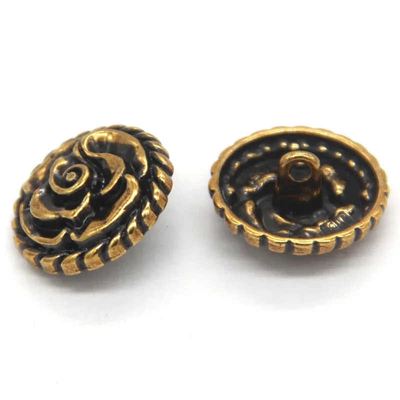 DOTOLLE Retro Rose Flower Metal Buttons For Clothing Women Coat Suit Blazer Knit Handmade Decorations Sewing Accessories Bronze