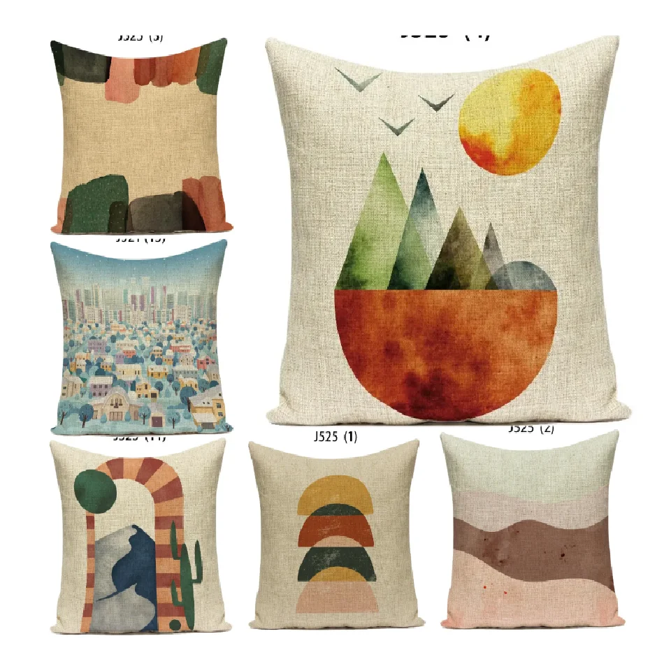 

2023New Cushion Cover Polyester Linen Material Modern Home Decoration Art Nordic Velvet Pillow Cover Office 45x45cm Simple E2342
