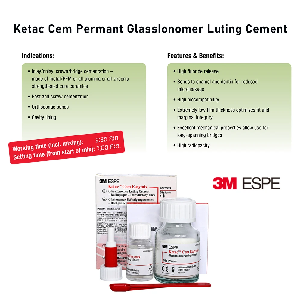 3M Espe Ketac Cem Easymix Glassionomer Dental Cement Permanent Glue
