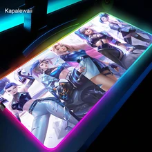 

Mouse Pad RGB League of Legends Kda Gaming Accessories Computer 900x400 Mousepad Gamer Rubber Carpet With Backlit Play Desk Mat