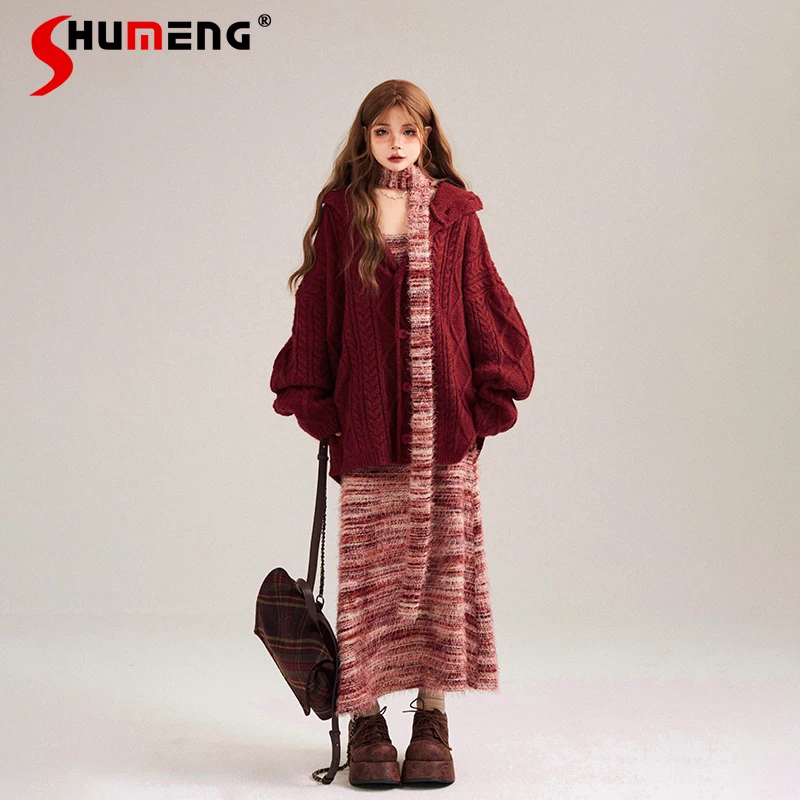 

2023 Autumn Winter New Contrast Color Vestidos Striped Spaghetti Strap Knitted Dress Hot Girl Sleeveless Slimming Sheath Dresses