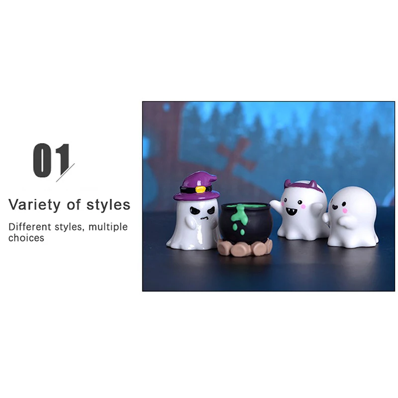 Description Picture 2 of itemCute Halloween Micro Landscape Miniature Figurines Resin Craft Mini Fairy Garden Ornaments Cute Pumpkin Ghost Vampire Decoration