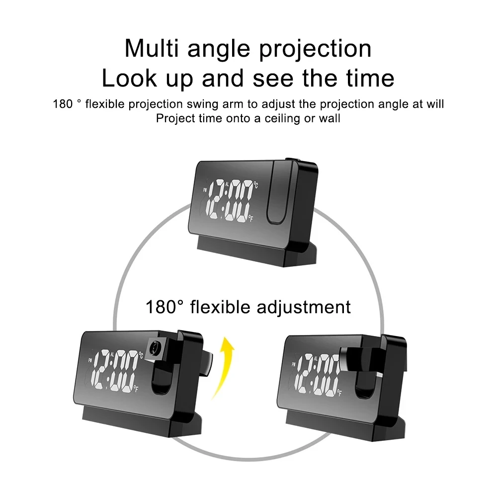 Color 180 ° rotating LED digital projection alarm clock USB electronic ceiling projector alarm clock bedside table clock 4