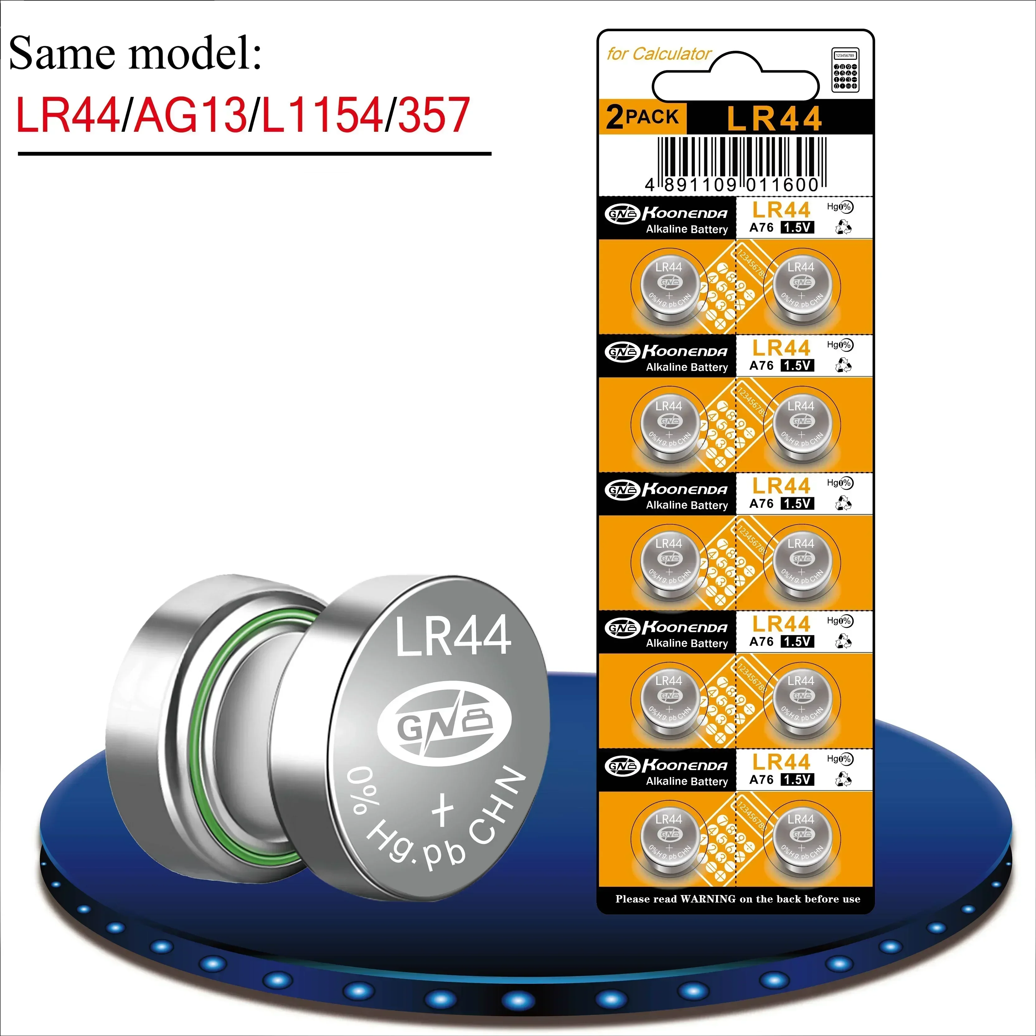 Batteria A Bottone Lr44, Ag13/L1154/A76/Sr44/357/Sr1154W/Gp76A Universale, Adatta Per Orologi Elettronici A Pulsante, Computer, Ecc