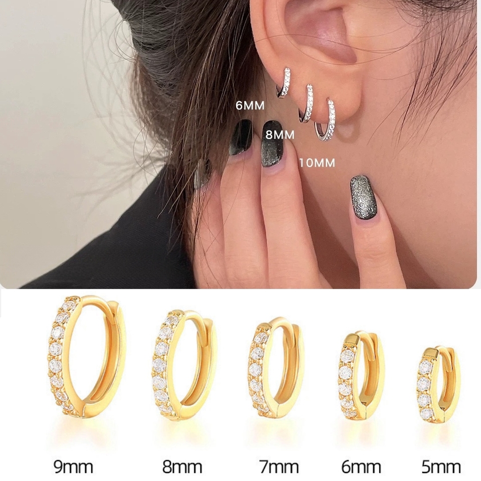 1Pair/2Pcs Stainless Steel Small Hoop Earrings for Women Cubic Zirconia Minimal Thin Piercing Ear Cuff Gold/Silver Color Jewelry