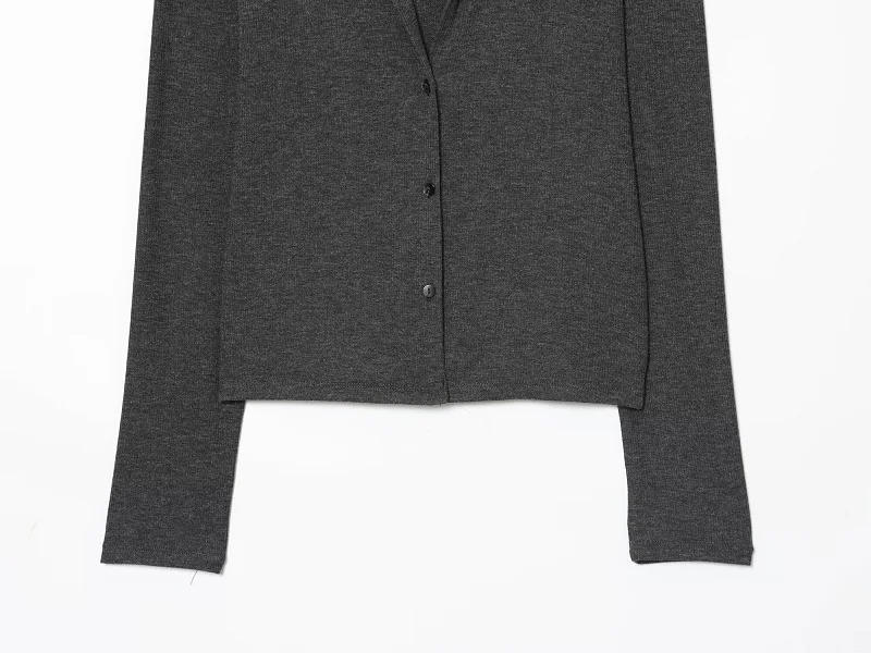 MUJER Kurze Spitzenjacken für Damen, schwarzes Strickoberteil, sexy Damenmäntel mit Knöpfen, Frühlingsneu in Mäntel und Jacken für Damen – Detail 12