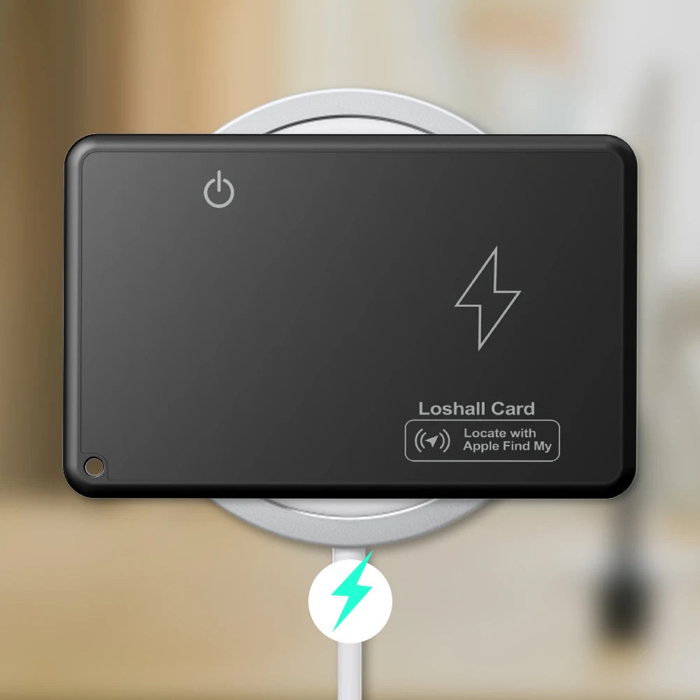 Wireless Charging Wallet Tracker Card Waterproof Work with Apple Find My App Thin GPS Item Finder for Luggage Tag Purse Passport