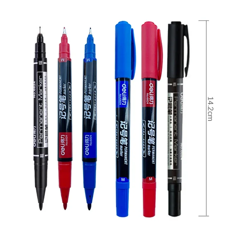 3Pcs High Quality Waterproof Permanent dual Tip 0.5/1.0 mm Nib Black Blue Red Art Marker Pens Student School Office Stationery 6