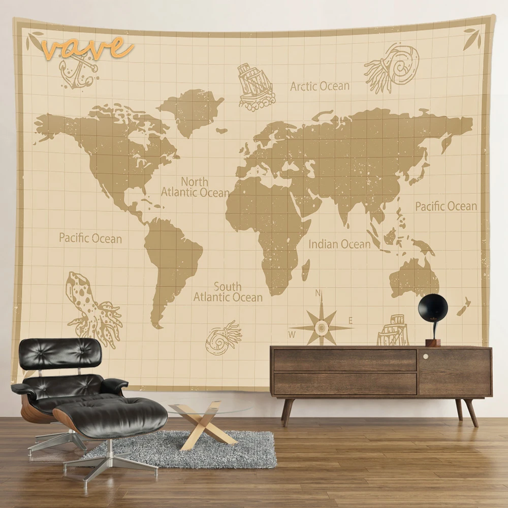 Tissu En Coton Motif Carte Du Monde 3 - Pour Rideaux, Couture