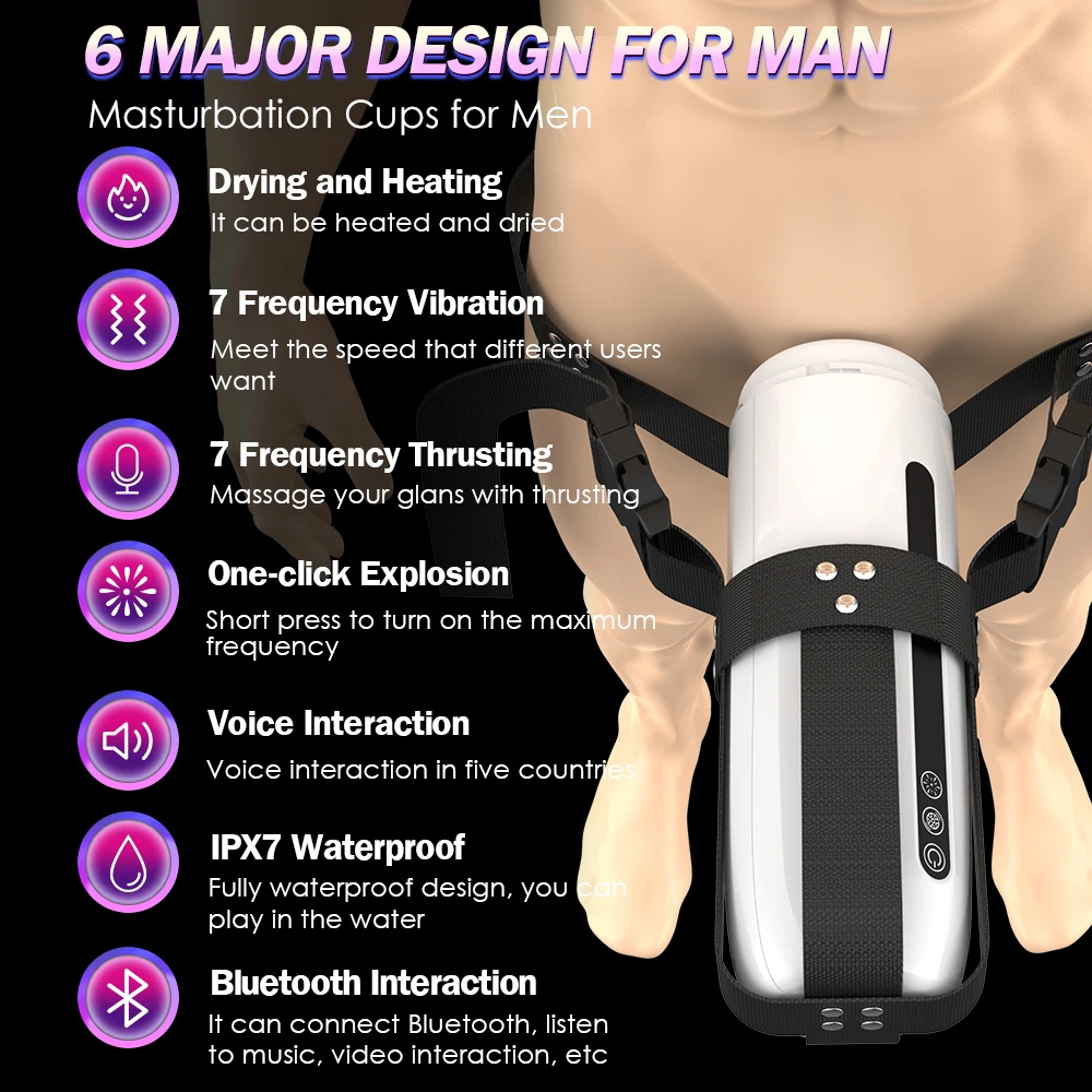 Electric Wearable Telescopic Masturbator Cup For Men Vibration_voghion.com