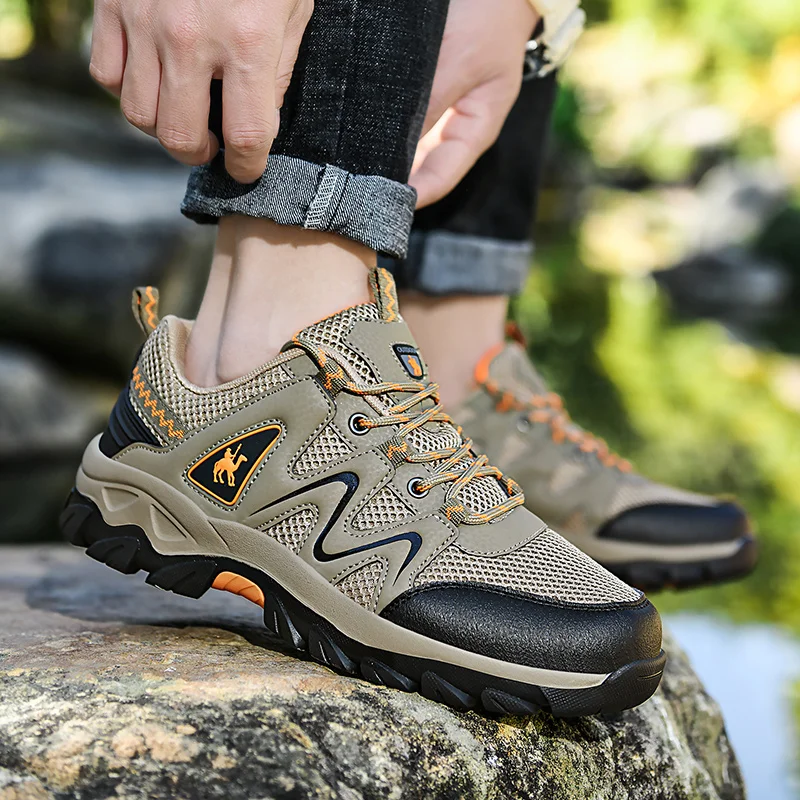 Hot sale Spring Men Hiking Shoes Outdoor Sneakers Non-slip Travel Climbing Sneakers Man Breathable Sports Trekking Shoes Men New