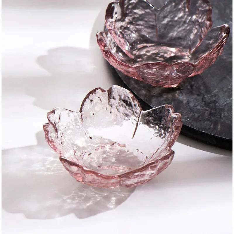 Petit Plat En Verre Nordique à Motif Fleur De Cerisier - Pour Déserts, Fruits, Sauces - Style Japonais Minimaliste