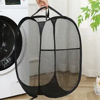 Folding Dirty Laundry Sorting Basket Washing Frame Bathroom Cloth Mesh Storage Bag Frame Bucket Laundry Organizers Storage Pouch 3
