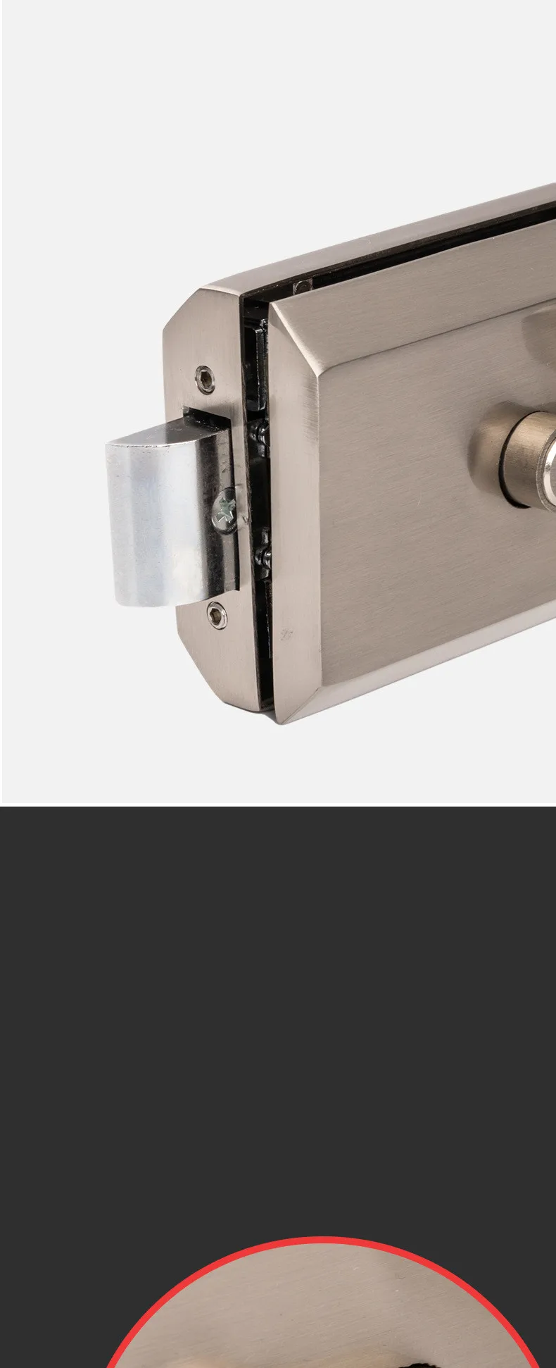 Description Picture 4 of itemHigh Quality Glass Door Lock Office Stainless Steel Handle Door Lock Bathroom Balcony Glass Clip Lockset Home Security Hardware