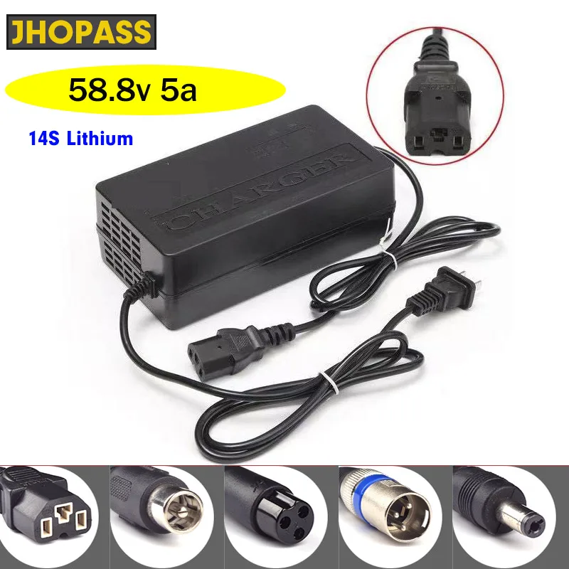 

58.8V 5A Lithium Battery electric bike Charger For 14S 51.8V Li-ion battery pack e-bike Charger high quality Plug EU/US/UK/AU