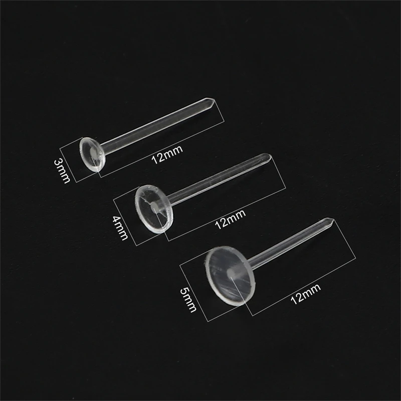 100/200set Hypoallergenic Plastic Earrings Clear Ear Base Pins