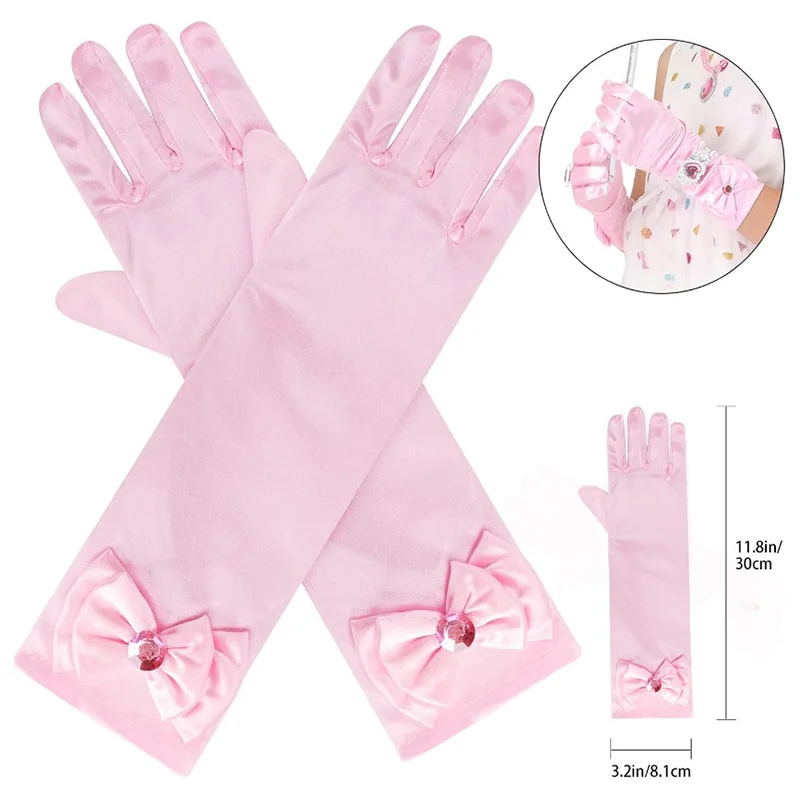 1set Princess Dress Up Party Accessories for Princess Costume Gloves Tiara Wand Necklace Earrings Bracelet  Ring Birthday Gift - 4