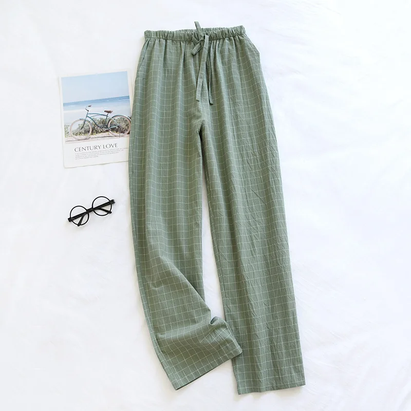 Cotton Men and Women's Homewear Spring and Fall Sleeping Pants Couple Pants Thin Section Plaid Home Pajama Pants Casual Soft - 3
