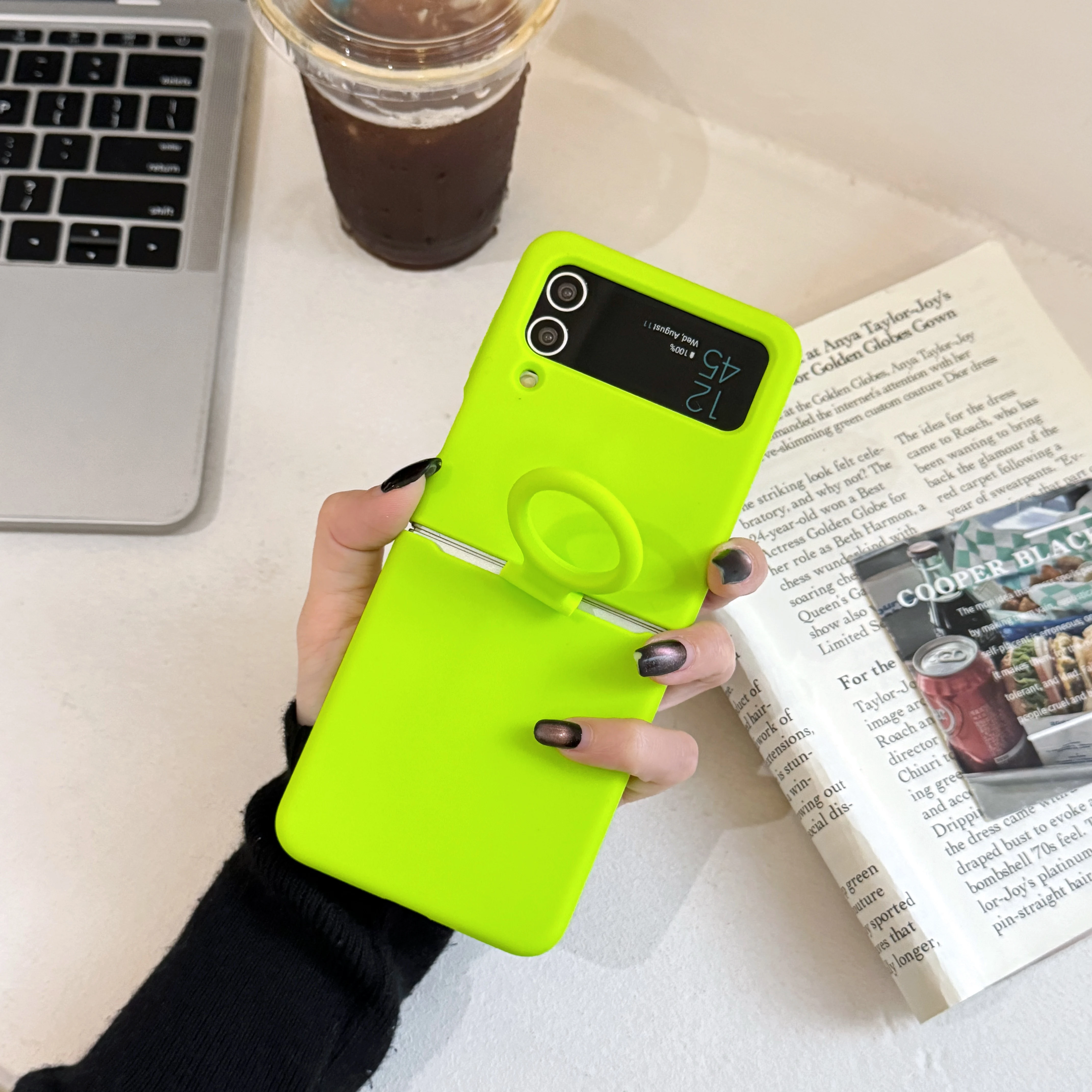 Matte Skin Friendly Silicone Shockproof Ring Case - Solid Color Soft Cover
