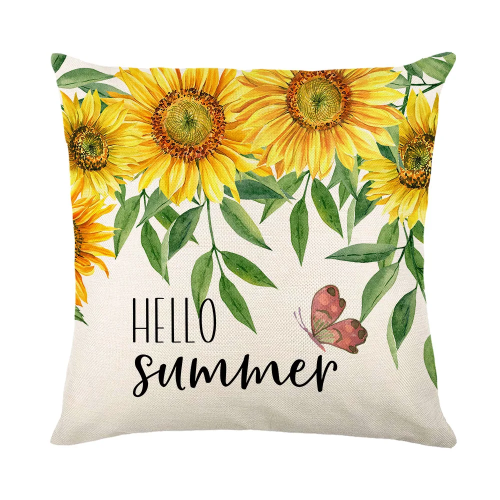 Spring Home Decor Cushion Cover 45X45 Cm Living Room Bedroom Decorative Polyester Pillowcases Flowers Bike Printed Pillow Cover
