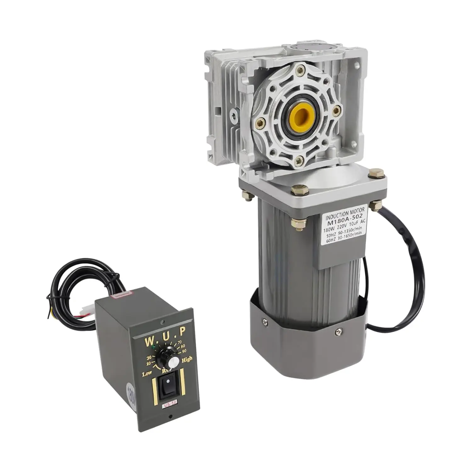 (50K) AC 220V Elektromotor mit Getriebe - Wechselstrommotor, 180 W, 1650 U/min CW/CCW Schneckengetriebemotor mit Regler und einstellbarer Drehzahl – Detail 3