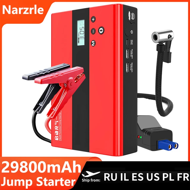 Batterie de voiture avec compresseur d'air intégré, Booster, chargeur  Portable, batterie externe, gonfleur de voiture, sortie 220V, démarreur de  saut - AliExpress