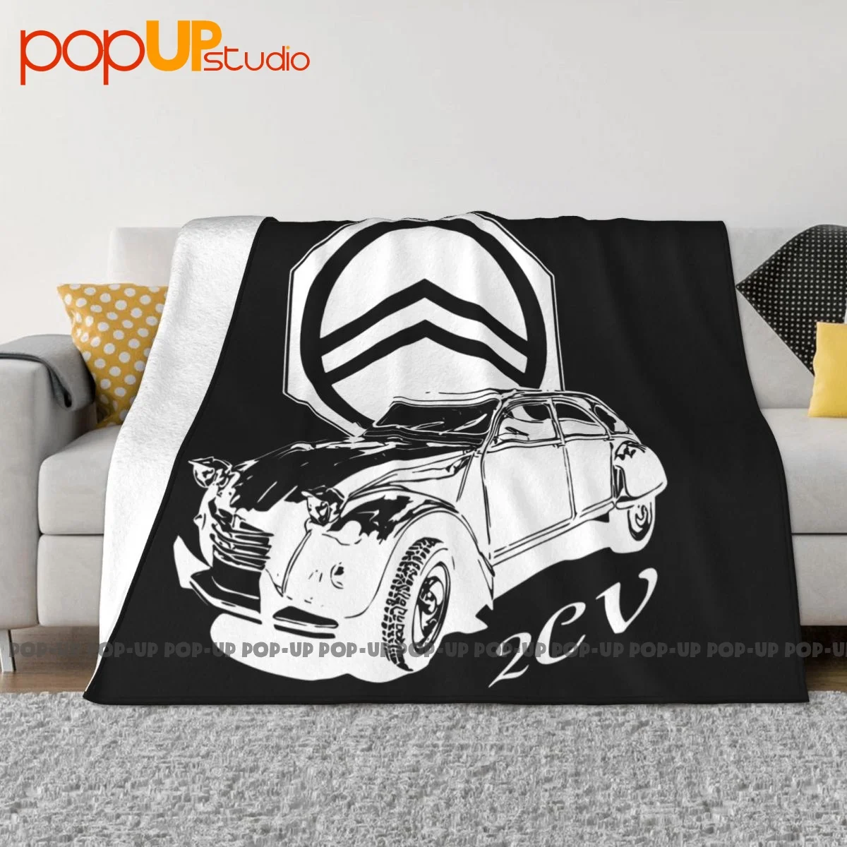 Citroen 2Cv Coperta Copriletto In Flanella Tiro In Pelliccia Sintetica