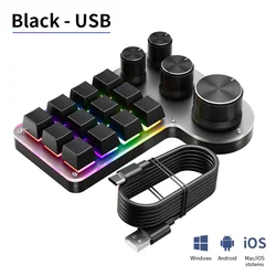 Multi - Function RGB Gaming Keypad with Custom Macros and Bluetooth Connectivity (USB Wired Black)