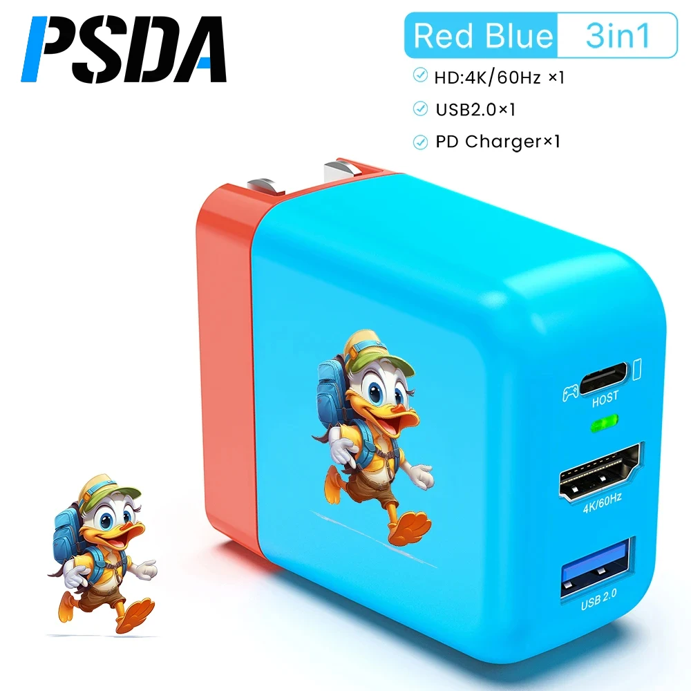 Psda 3D Gan 65W Caricabatterie Tv Docking Station Usb C A 4K 60Hz Hdmi Usb 2.0 Hub Per Nintendo Switch Gan Fast Charger
