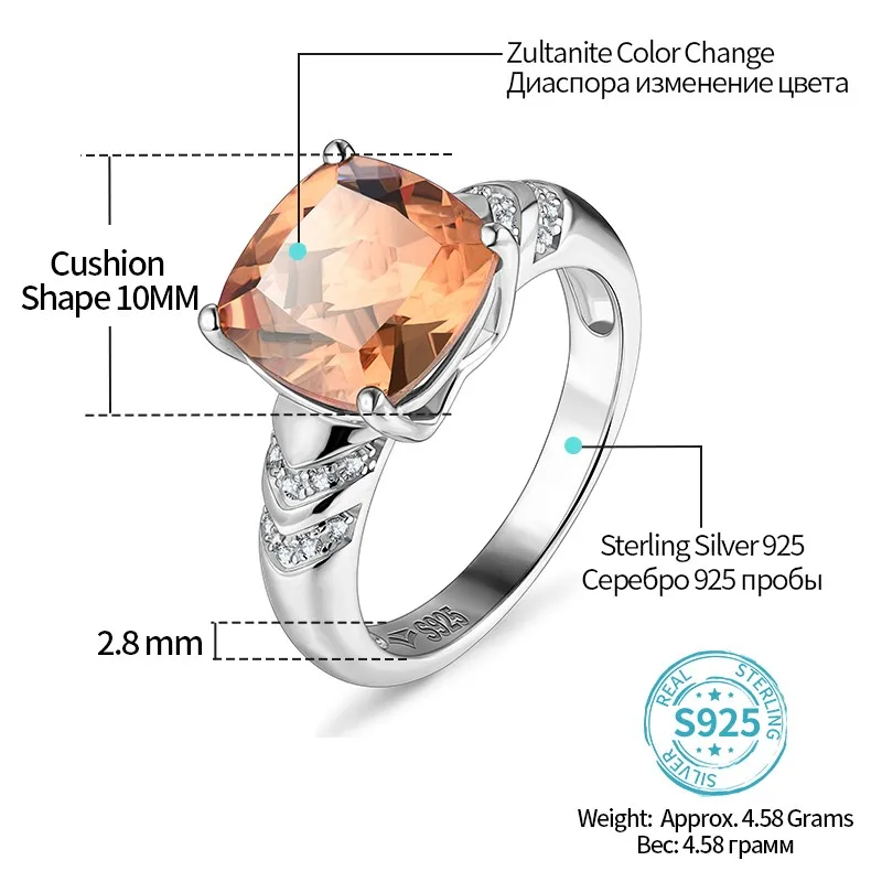 Zultanite Cambia Colore Turco Zultanite Anello Da Donna In Argento Sterling S925 Gioielleria Raffinata Regalo Da Donna Stile Classico