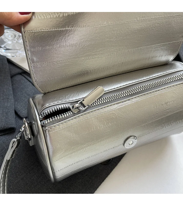High end cylindrical small for women, 2024 summer new simple contrasting color underarm bag, niche trendy crossbody bag_voghion.com
